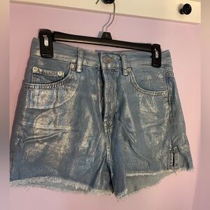 NWOT Zara Shiny Blue Jean Shorts